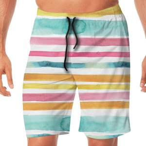Pantalones Cortos Deportivos para Hombre, Color Rosa, Estampado Geométrico, 100% Algodón, Cintura Elástica, Tejido de Punto, Secado Rápido, Transpirables, Ecológicos - Product Image 2