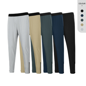 Pantalon de survêtement noir pour homme, taille élastique avec cordon de serrage, coupe décontractée, en coton tricoté mi-lourd, style printemps, nouveauté - Product Image 1