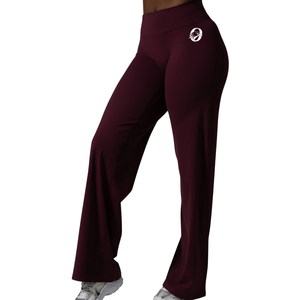 Burgundy Women's <b>High</b> Waist Wide Leg Workout Pants Soft Stretch Athletic Trousers for Yoga Gym Fitness Training - Product Image 3