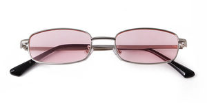 9553 New Fashion Luxury <b>Pink</b> Lens Small Rectangle Metal <b>Frame</b> Women Men Lentes De Sol Designer Custom Vintage Sunglasses 2025 - Product Image 2