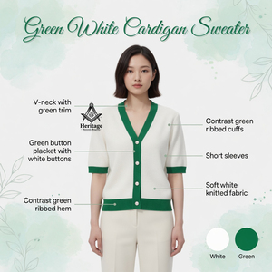 HMR Vêtements grecs personnalisés pour femmes, cardigan en acrylique écologique vintage blanc et vert contrasté pour l'hiver - Product Image 3