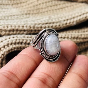 Moonstone <b>Ring</b> <b>Boho</b> Tribal Brass <b>Ring</b> 925 Sterling silver <b>ring</b> Cocktail <b>ring</b> oxidized silver <b>ring</b> for women - Product Image 4