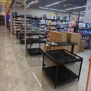 High Load 2 Tier <b>Square</b> Dump Bin Display Stand Powder Coated Iron <b>Frame</b> Lockable Rolling Wheels for Supermarket Promotion - Product Image 5