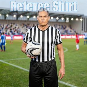 Camiseta de Fútbol para Hombre, Cuello en V, Rayas Blancas y Negras, Manga Corta, Transpirable, Poliéster, Ajuste Atlético, Ropa Deportiva para Adultos - Product Image 6