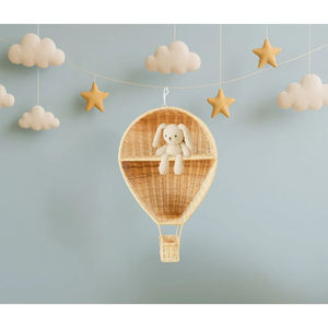 Étagère murale en rotin en forme de montgolfière, décoration de chambre d'enfant, organisateur de rangement tissé à la main, vente en gros d'usine OEM - Product Image 1