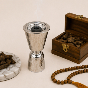 Luxury Hammered Stainless Steel Bakhoor Burner Arabic Style Silver Metal Mabkhara Oud Charcoal Incense Holder For Home <b>Decor</b> - Product Image 2
