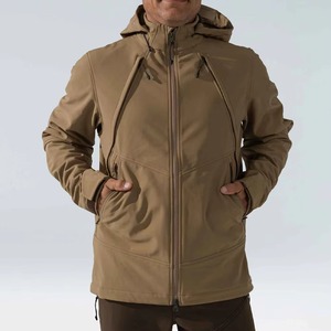 Chaqueta de Forro Polar con Capucha para Hombre, Transpirable, con Cierre de Cremallera, Resistente al Viento, Informal, para Exteriores, Otoño, Corte Regular, Color Marrón Sólido - Product Image 2