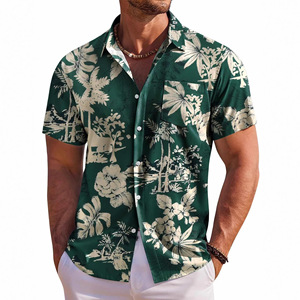 Chemises d'été pour hommes, motif floral hawaïen 3D, popeline, fourniture ODM en 4XL, anti-rides, respirantes, chemise de haute qualité - Product Image 2