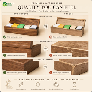 Caja de Almacenamiento de Bolsitas de Té de Madera Ecológica y Duradera con Tapa con Bisagras, Organizador de Té Clásico de Madera de Nogal - Product Image 3