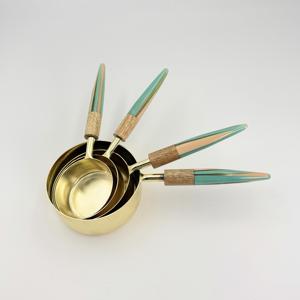 Ensemble de 4 tasses à mesurer en acier inoxydable 202 de haute qualité avec poignée en résine design pour mesurer le café et le lait en poudre - Product Image 1