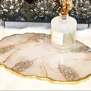 Resin Serving Tray Blue Epoxy Resin Insert Round <b>Small</b> customized size at best price - Product Image 1