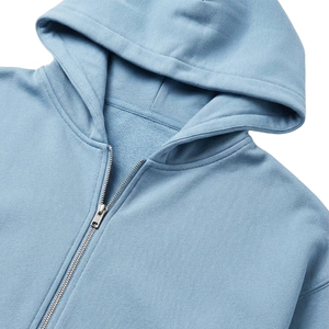 เสื้อมีฮู้ดแบบมีซิปสำหรับทั้งชายและหญิงผ้าคอตตอนโพลีเอสเตอร์ไม่มีลายหลวมโอเวอร์ไซส์แบบกำหนดเอง - Product Image 2