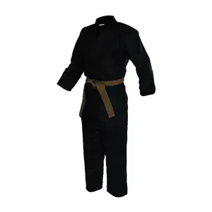 Kimono de judo unisexe noir, 100% coton extensible, séchage rapide, respirant, durable, tissu 220g, coupe régulière pour adulte, entraînement et compétition - Product Image 1