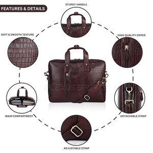 Porte-documents pour ordinateur portable en cuir véritable sur mesure, grande capacité, écologique, durable, multi-poches, caractéristiques premium pour adultes - Product Image 5