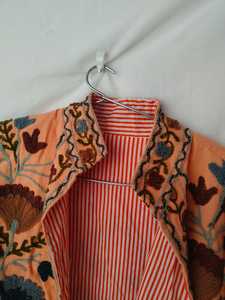 Vintage Floral Embroidered Velvet Short <b>Jacket</b> Stand Collar Winter Men Outerwear Casual Boho Coat 100% Cotton Eco-Friendly - Product Image 4