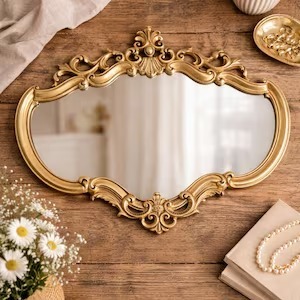 Designer Gold Metal <b>Frame</b> Mirror Elegant Wall Decor Suitable For Living Room Bedroom And Entryway Styling Wholesale From India - Product Image 3