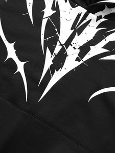 Sudadera con Capucha para Hombre, Estilo Urbano, Diseño Abstracto en Blanco y Negro, Forrada y Tejida - Product Image 3