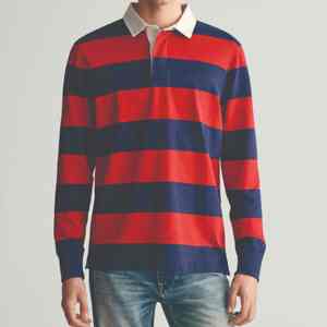 Chemise de rugby pour homme à manches longues, style professionnel, 100% coton, avec rayures, fabrication OEM - Product Image 6