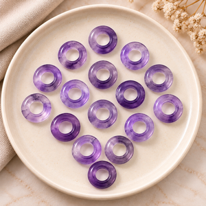 Colgante de Donut Liso de Amatista Rosa de 15mm, Piedra Preciosa para Sanación con Cristales y Energía Reiki, Diseño para Fabricación de Joyas al por Mayor - Product Image 4