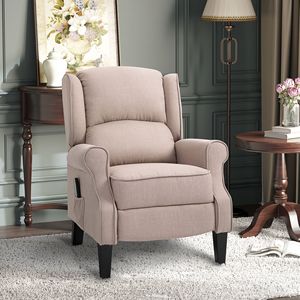 Sillón Reclinable de Masaje Calefactable Beige Acogedor con Control Remoto y Bolsillo Lateral para Relajación y Comodidad - Product Image 1