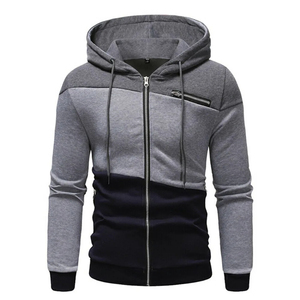 Sweat-shirt à capuche pour homme, coupe ajustée, décontracté, en maille, polyester et coton, avec blocs de couleur et fermeture éclair, idéal pour l'automne - Product Image 3