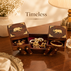 Premium <b>Indian</b> Rosewood Jewelry Box Sliding 2 Layer Organizer | Handcrafted Storage Case for <b>Rings</b> Earrings Gifts Deluxe XLX Lux - Product Image 2