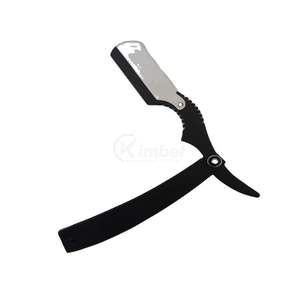 Rasoir droit noir de type clip, outil de rasage professionnel pour barbier, rasoir manuel en acier inoxydable - Product Image 1