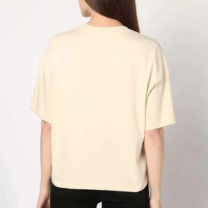 เสื้อยืดแขนสั้นลำลองสำหรับฤดูร้อน ผลิตจากผ้าโพลีเอสเตอร์/คอตตอนผสม เป็นมิตรต่อสิ่งแวดล้อม พิมพ์โลโก้ตามสั่ง ระบายอากาศได้ดี แห้งเร็ว ขายดีสำหรับผู้หญิง - Product Image 4