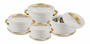 Ensemble de 4 casseroles en acier inoxydable Anax Pearl Elegance, ensemble de service thermique de luxe en ivoire avec accents dorés - Product Image 2