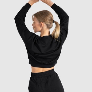 2026 Winter Custom Workout Cotton Fleece Gym Set Women Oversized Cropped <b>Sweatshirt</b> Hoodie Crop Top Short <b>Sweatshirts</b> - Product Image 2