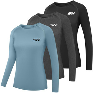 Camiseta Deportiva de Compresión para Mujer con Orificios para los Pulgares, Manga Larga, Ropa Deportiva Informal, Ligera, de Secado Rápido, Transpirable, Precio Bajo - Product Image 1