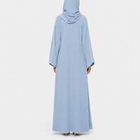 Nouvelle Abaya ODM 2026 à devant ouvert, manches longues, longueur cheville, avec passepoil blanc, tenue décontractée hiver-été avec ensemble hijab assorti pour femme