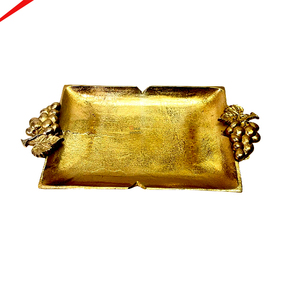 Bandeja Cuadrada con Relieve Dorado, Bandejas para Servir, Vajilla Metálica, Platos y Bandejas para Decoración de Bodas - Product Image 1