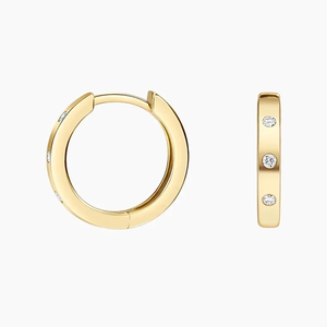 Lab Grown Yellow Gold Diamond Hoop Earrings Brilliant Cut Minimalist Everyday Wear Unisex 14K Luxury Jewelry IGI Certified Gold - Product Image 6