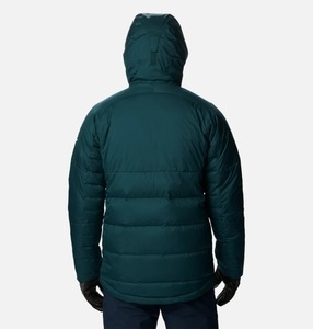 Chaqueta Acolchada para Hombre, Color Verde Azulado Oscuro, con Capucha, Relleno de Poliéster, Transpirable, con Cremallera Naranja, Resistente al Viento, para Invierno, Corte Regular Informal - Product Image 4