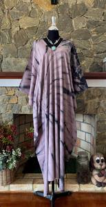 เดรสยาวไซส์ใหญ่ ผ้าเรยอนย้อมสีแบบชิโบริ ทรงหลวมพลิ้วไหว สำหรับผู้หญิง - Product Image 3