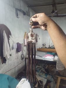 Porte-clés occidental de style tendance par Rodeo International en cuir de vachette et PU avec accessoires de porte-clés à franges - Product Image 2