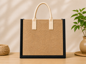 Bolsa de yute laminada personalizada con estampado de mandala, ecológica, reutilizable, con bolsillo con cremallera y asa de algodón, al por mayor. - Product Image 3