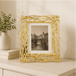 Cadre photo en métal doré artisanal de luxe, style nordique, branche décorative, pour table, décoration intérieure, cadeau de mariage - Product Image 4