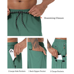 Light Green Color Cargo Shorts For Men's Large Velcro Side Pocket Anti Shrink Premium Quality Fabric Lightweight Men's Shorts - Product Image 6