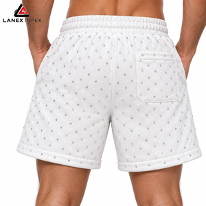 New Design Custom Men’s Rhinestone <b>Fleece</b> <b>Shorts</b> Luxury Bling Crystal Cotton Sweat <b>Shorts</b> Casual Streetwear Gym <b>Shorts</b> with Logo - Product Image 4