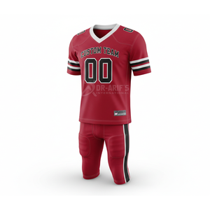 Maillot de football américain personnalisé pour équipe, rouge, col en V, manches courtes, sublimé, respirant, en mesh, uniforme sportif pour homme - Product Image 2