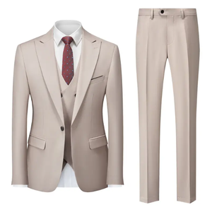 Ensemble de costume d'affaires gris pour homme, style britannique, simple boutonnage, col en V, infroissable, respirant, mélange de laine 280g, coupe classique - Product Image 5