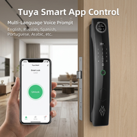 Serrure de porte intelligente en alliage d'aluminium, identification faciale, empreinte digitale, mot de passe, carte RFID, clé, 8-en-1, serrure électronique biométrique, Cloud Tuya Smart Life