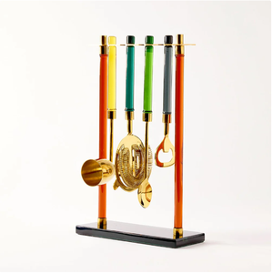 Luxury Cocktail Bar Tool Set With Colored Handles Gold Finish <b>Drink</b> Mixing Accessories Barware <b>Stand</b> - Product Image 2