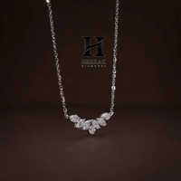 Collar con Colgante de Diamante Moissanite Corte Marquesa Personalizado, Plata de Ley 925, Diseño de Racimo de Hojas, Oro de 18K, Joyería con Diamantes Cultivados en Laboratorio