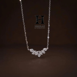 Custom Marquise Cut Moissanite Diamond Pendant 925 Sterling Silver Leaf Cluster <b>Necklace</b> 18K Gold Lab Grown Diamond Jewelry - Product Image 1