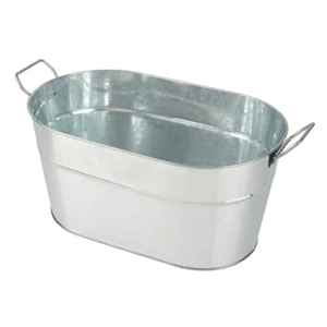 Unique Galvanized Metal Ice Bucket Rust-Proof Beverage Tub With Handles For Wine Beer Champagne Oval Party <b>Drinks</b> <b>Cooler</b> For Bar - Product Image 2