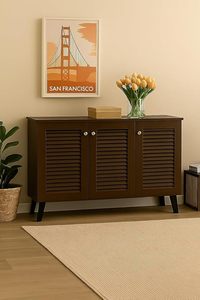 <b>Shoe</b> Rack Wooden with Door - 3 Door 6- Tier Engineered Wood <b>Shoe</b> Rack Organizer for Entryway, Hallway & Bedroom, <b>Space</b> <b>Saving</b> - Product Image 4