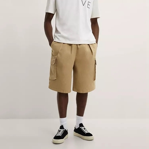 Men's Solid Color <b>Canvas</b> Cargo Shorts With Drawstring Waist And Side Pockets Casual Bermuda Style - Product Image 4